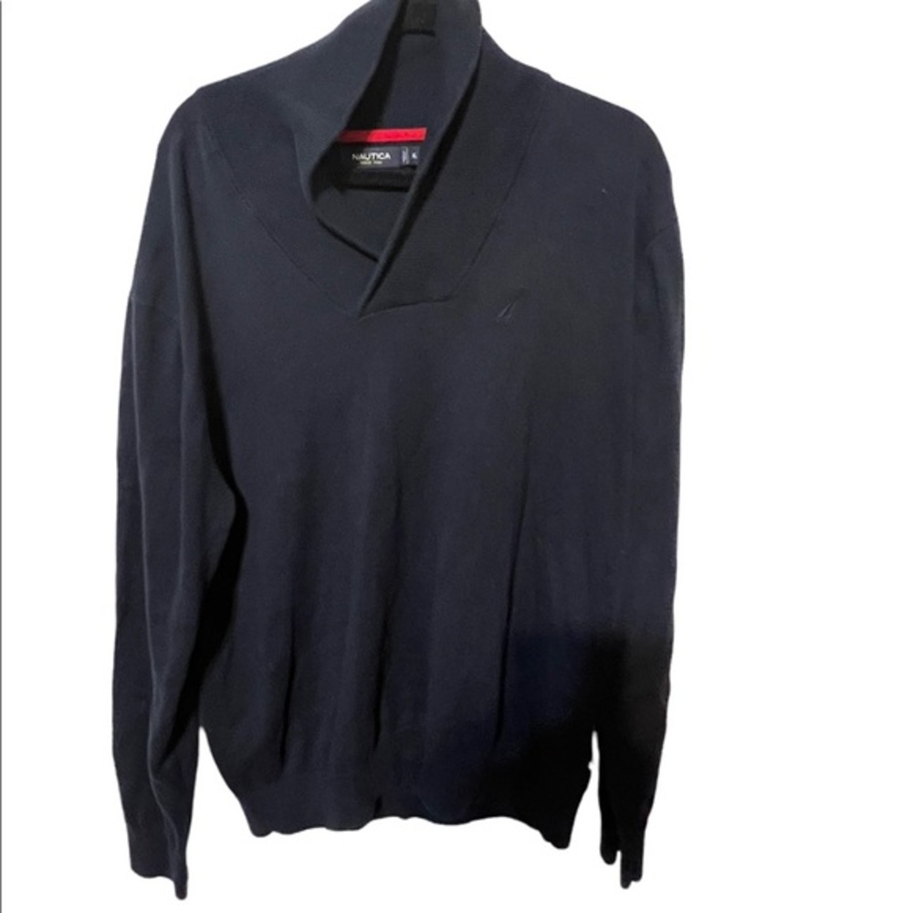 Nautica Black Mens Long Sleeve Sweater 100% Cotton Size XL